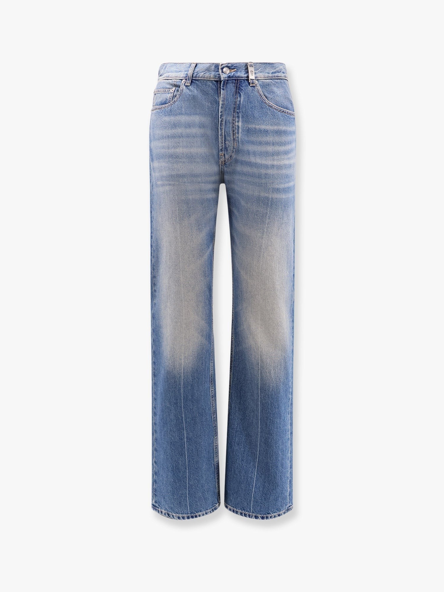 Washed blue straight leg jeans
