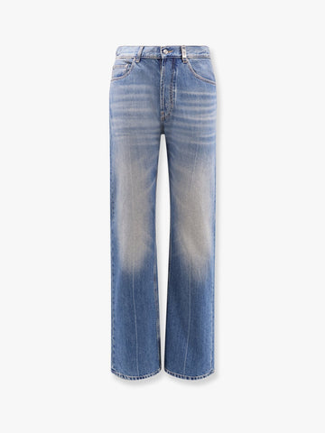 Washed blue straight leg jeans
