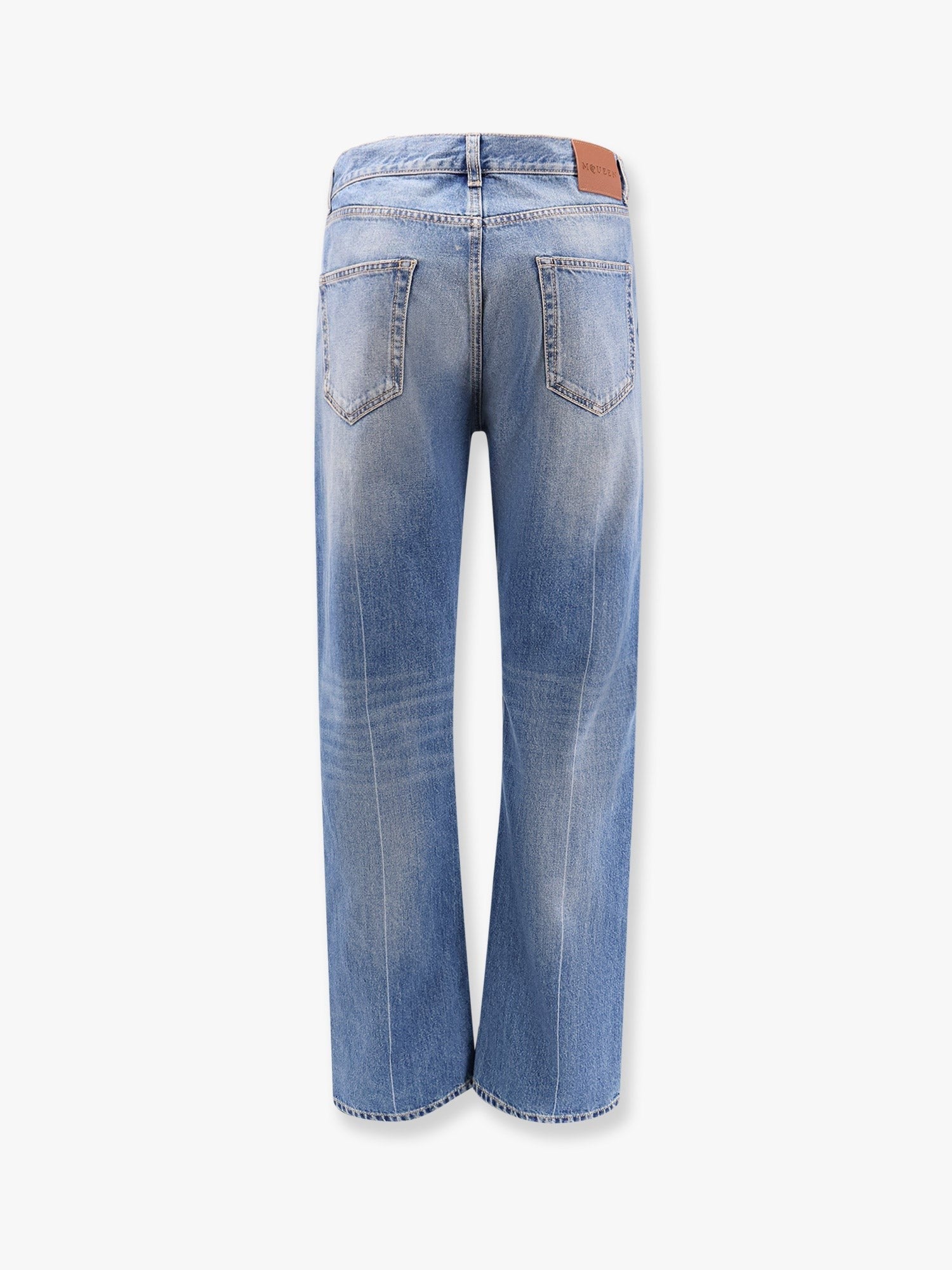 Washed blue straight leg jeans