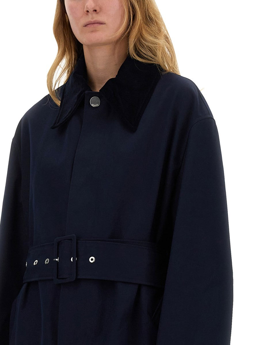 AMI PARIS - Waterproof Belted Coat - Blue - Unisex