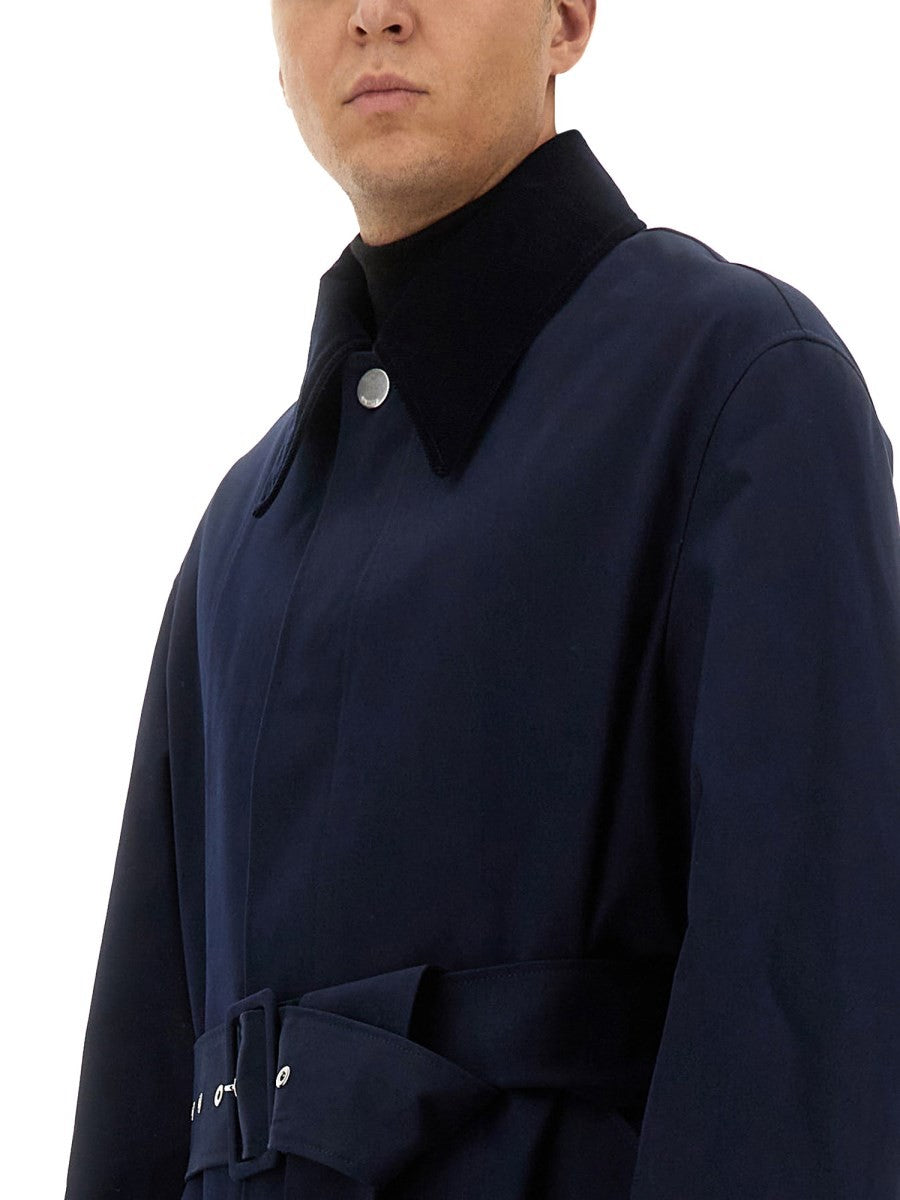 AMI PARIS - Waterproof Belted Coat - Blue - Unisex