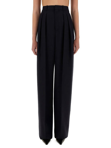 Saint Laurent WIDE-LEG PANTS IN GRAIN DE POUDRE