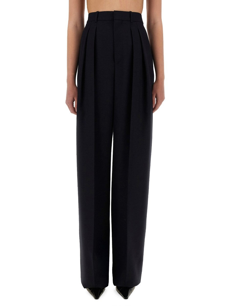 Saint Laurent WIDE-LEG PANTS IN GRAIN DE POUDRE