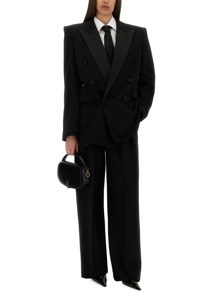 WIDE-LEG PANTS IN GRAIN DE POUDRE