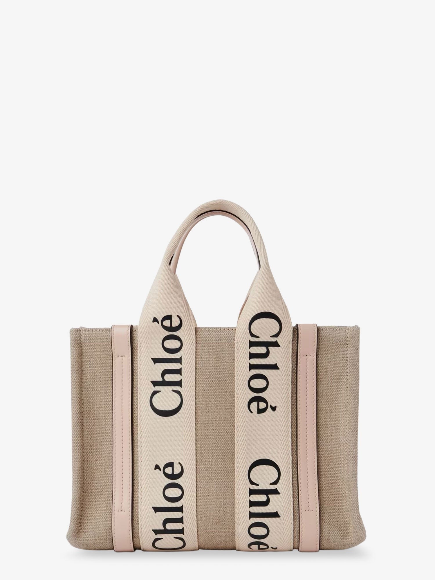 CHLOE' Woody linen and leather Tote Bag