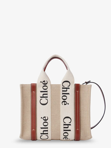 CHLOE' - Woody linen and leather Tote Bag