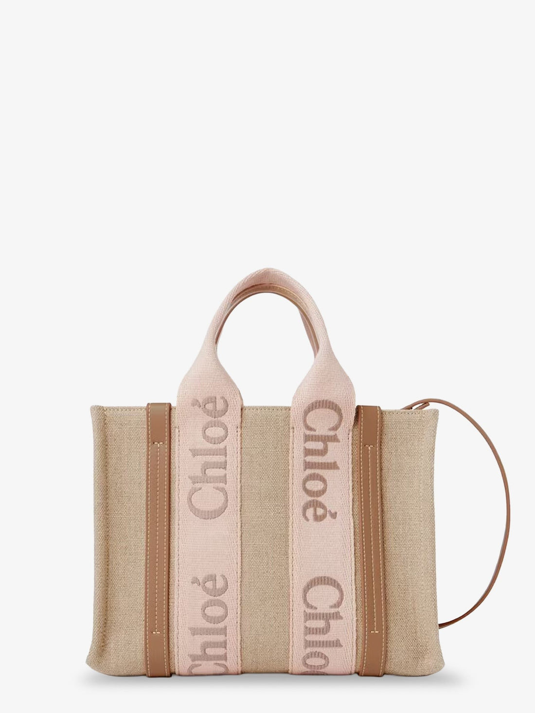 CHLOE' - Woody linen canvas and leather crossbody bag woody-linen-canvas-and-leather-crossbody-bag
