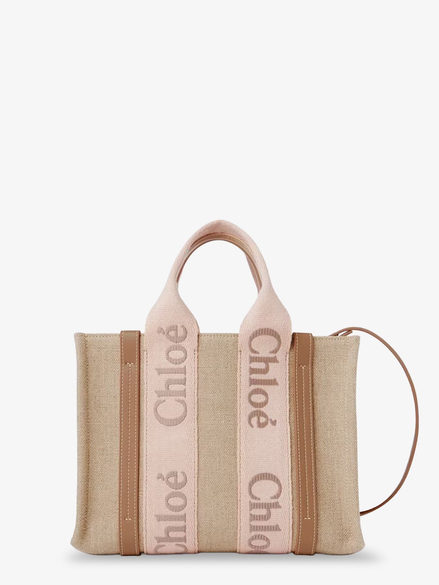 CHLOE' - Woody linen canvas and leather crossbody bag woody-linen-canvas-and-leather-crossbody-bag
