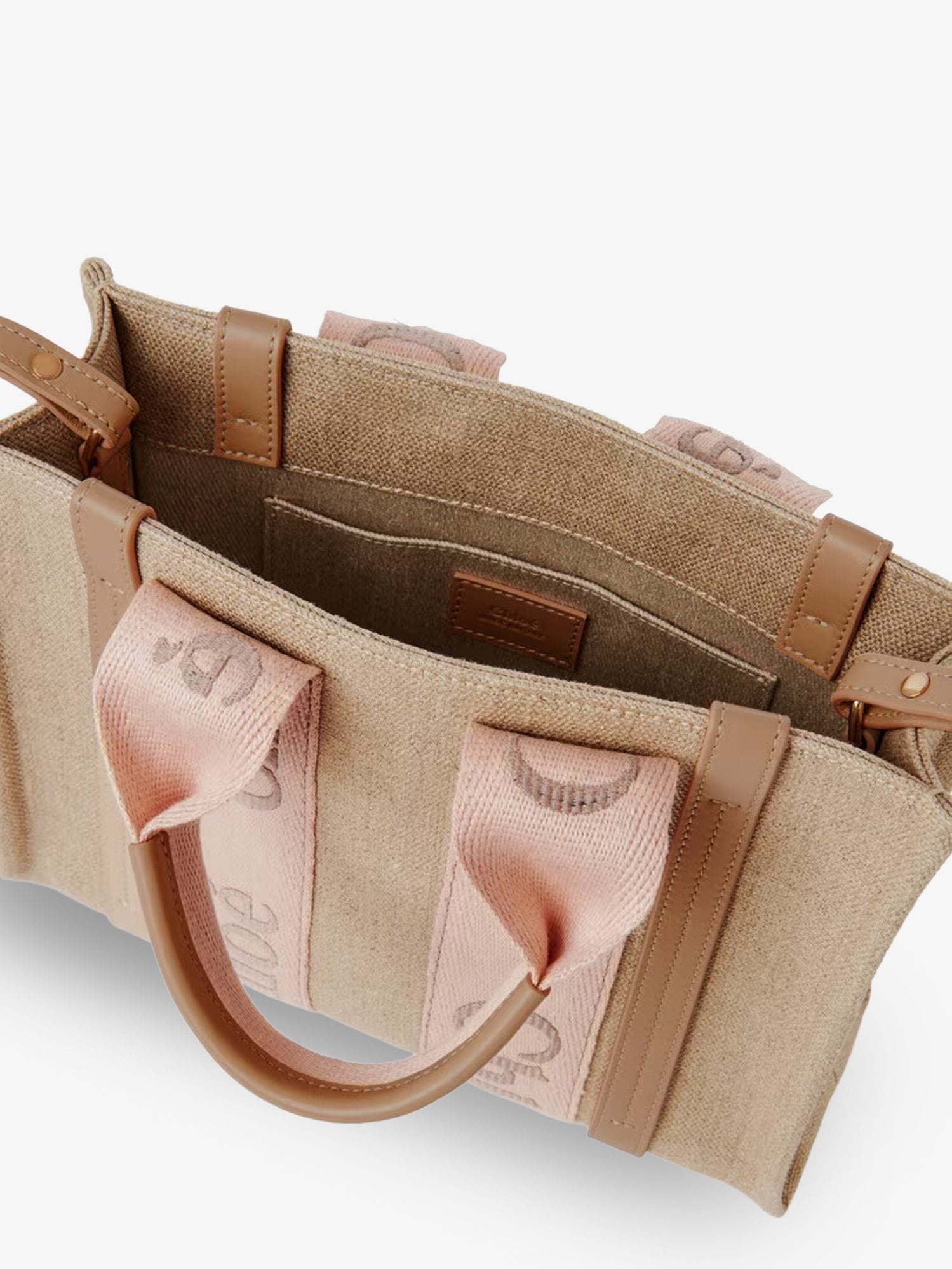 CHLOE' - Woody linen canvas and leather crossbody bag woody-linen-canvas-and-leather-crossbody-bag_0f0ac27f-cf2a-4bcf-affb-1713ec673f1d