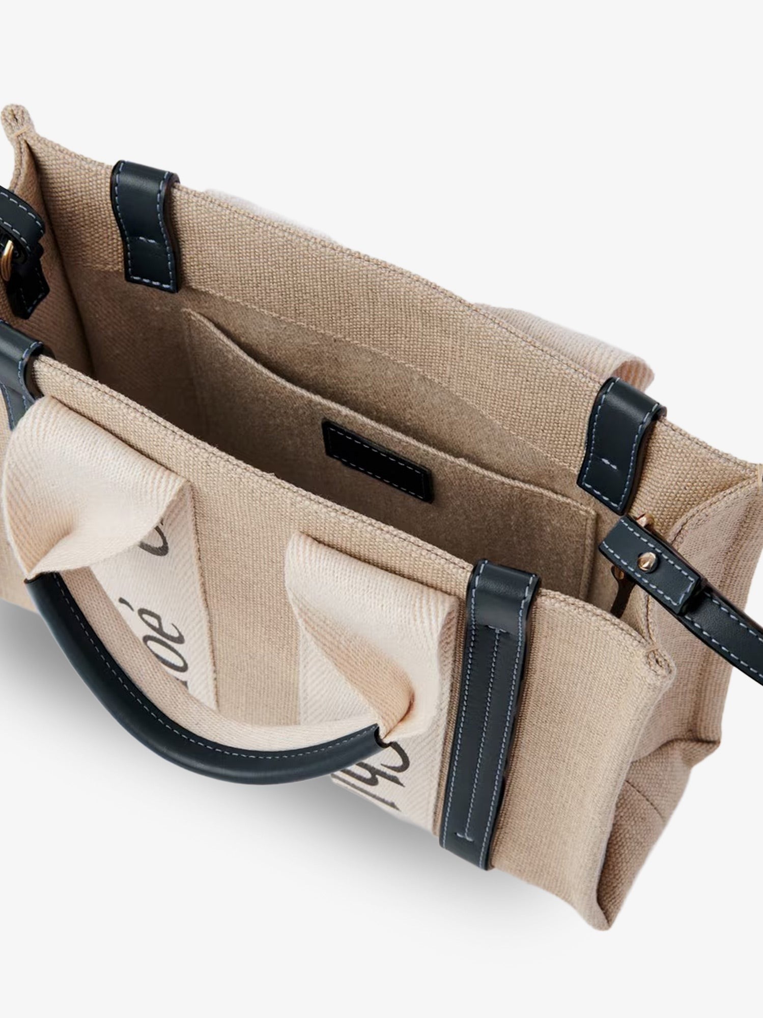 CHLOE' - Woody linen canvas and leather crossbody bag