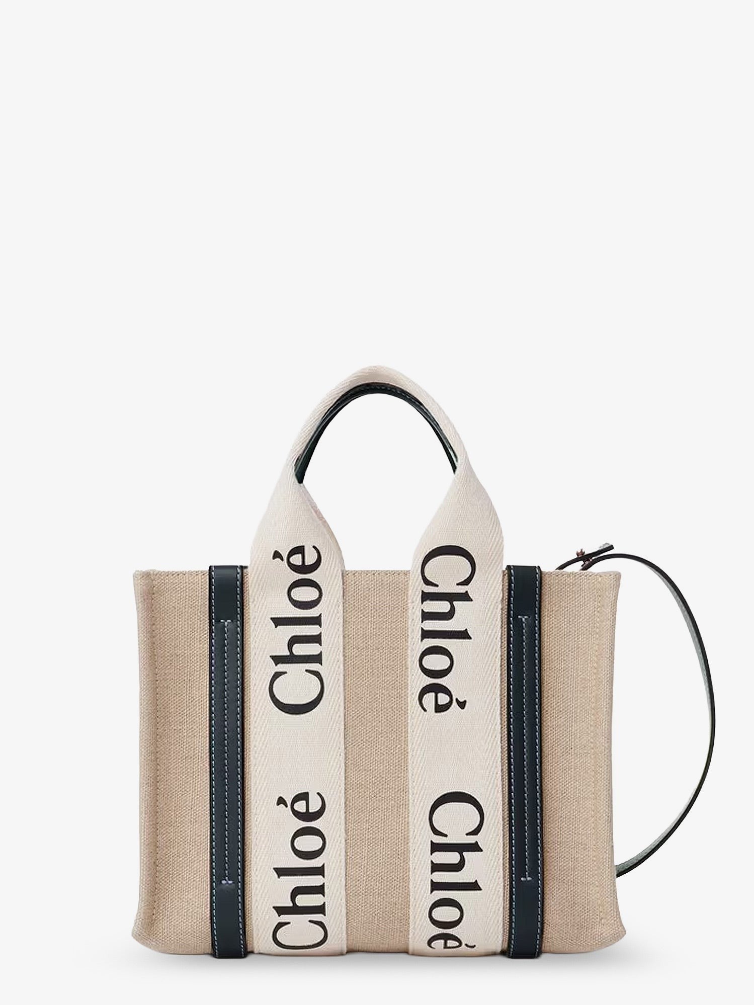 CHLOE' - Woody linen canvas and leather crossbody bag