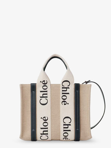 CHLOE' - Woody linen canvas and leather crossbody bag