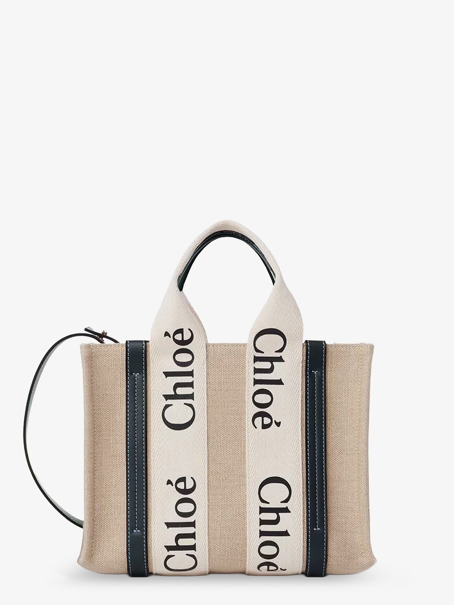 CHLOE' - Woody linen canvas and leather crossbody bag