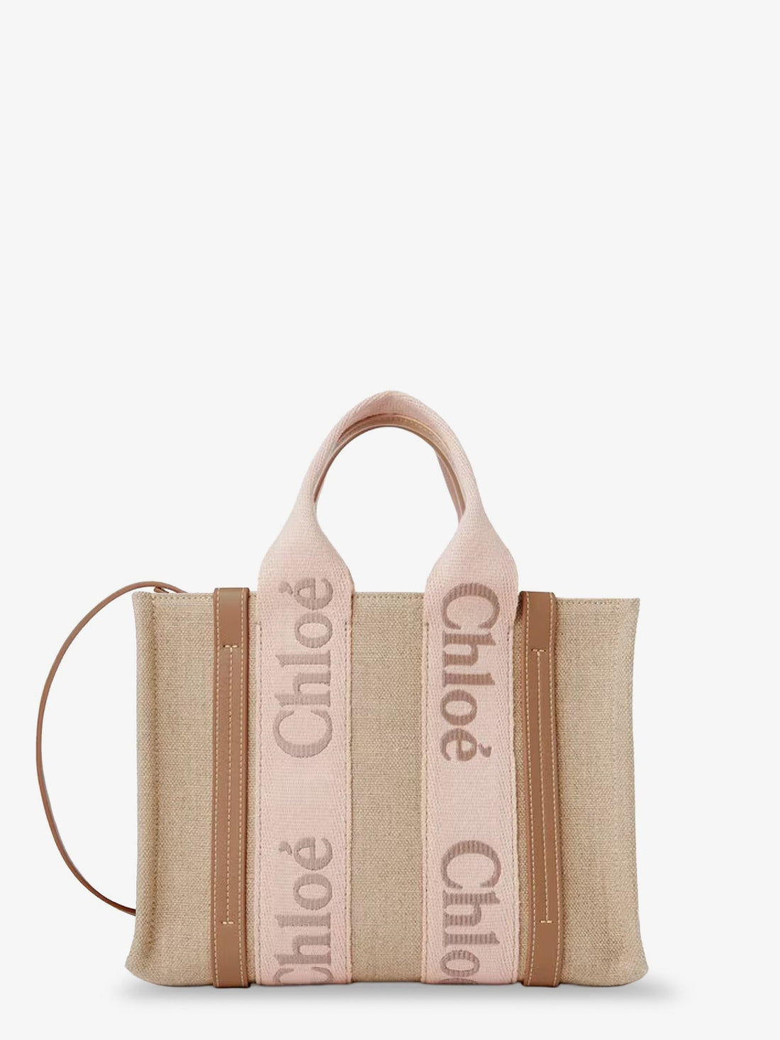 CHLOE' - Woody linen canvas and leather crossbody bag woody-linen-canvas-and-leather-crossbody-bag