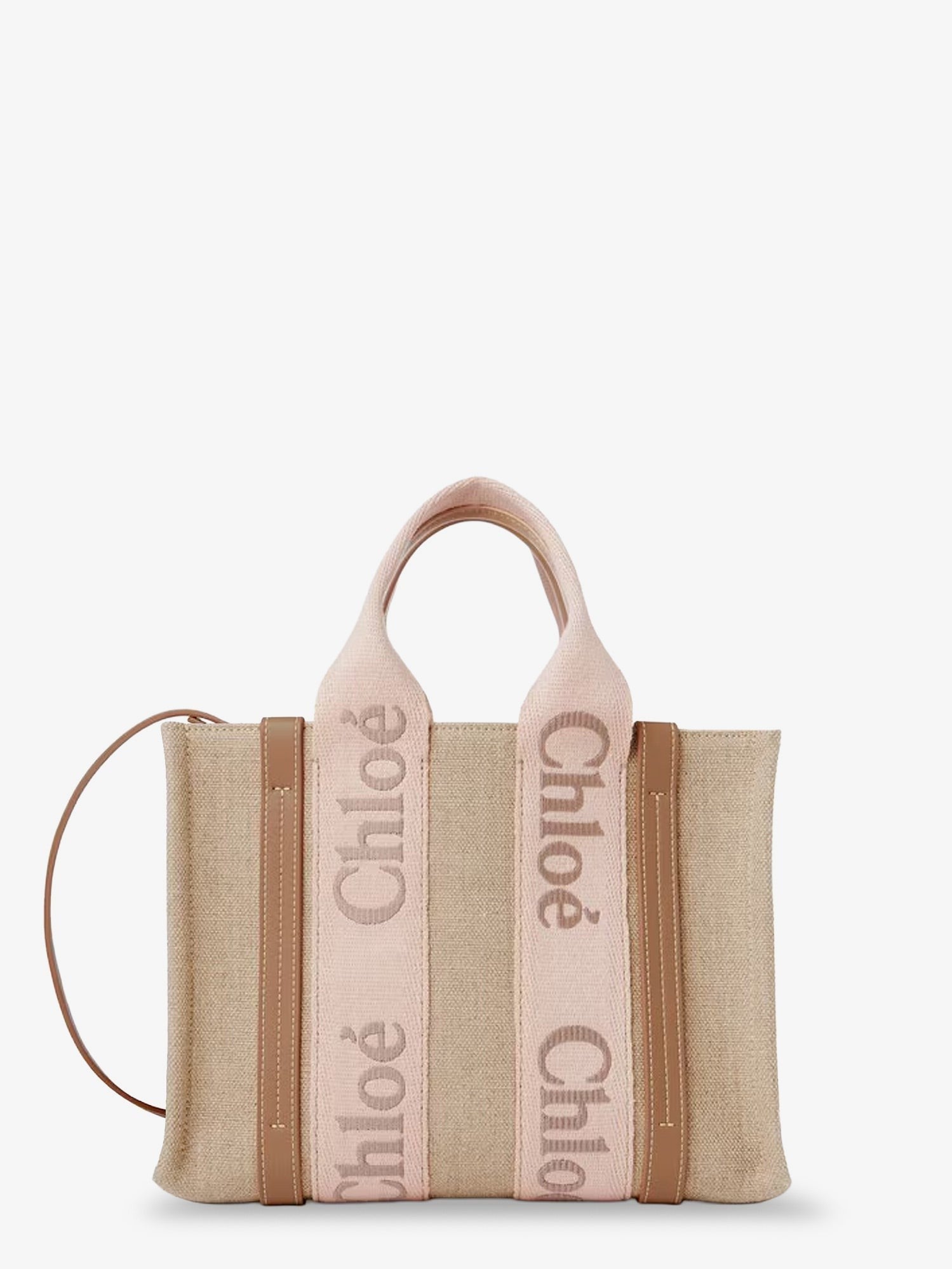 CHLOE' - Woody linen canvas and leather crossbody bag woody-linen-canvas-and-leather-crossbody-bag_f6256f9d-bfca-4b9a-842f-ba8dd9d122c7