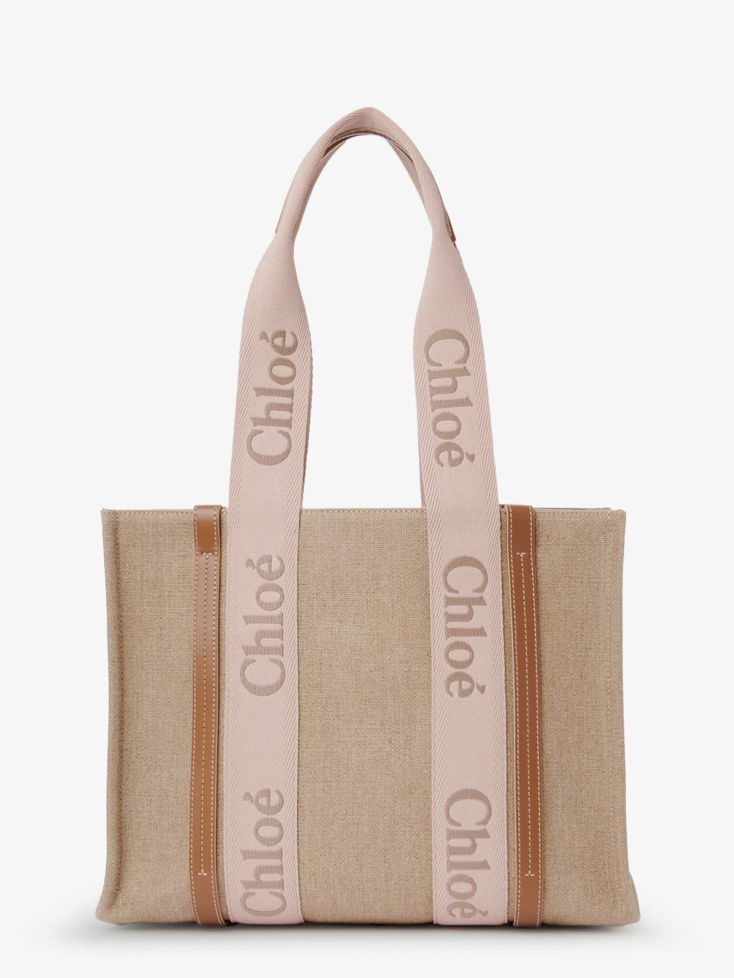 CHLOE' - Woody linen shoulder bag with front embroidered logo