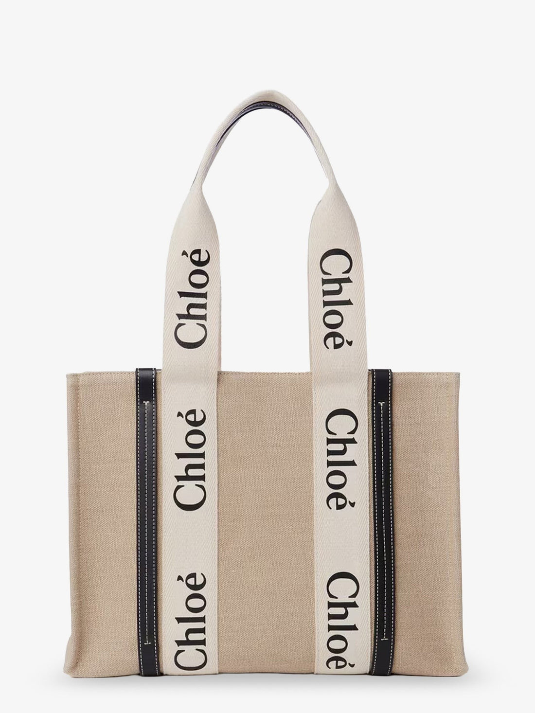 CHLOE' - Woody linen shoulder bag with front lettering logo woody-linen-shoulder-bag-with-front-lettering-logo