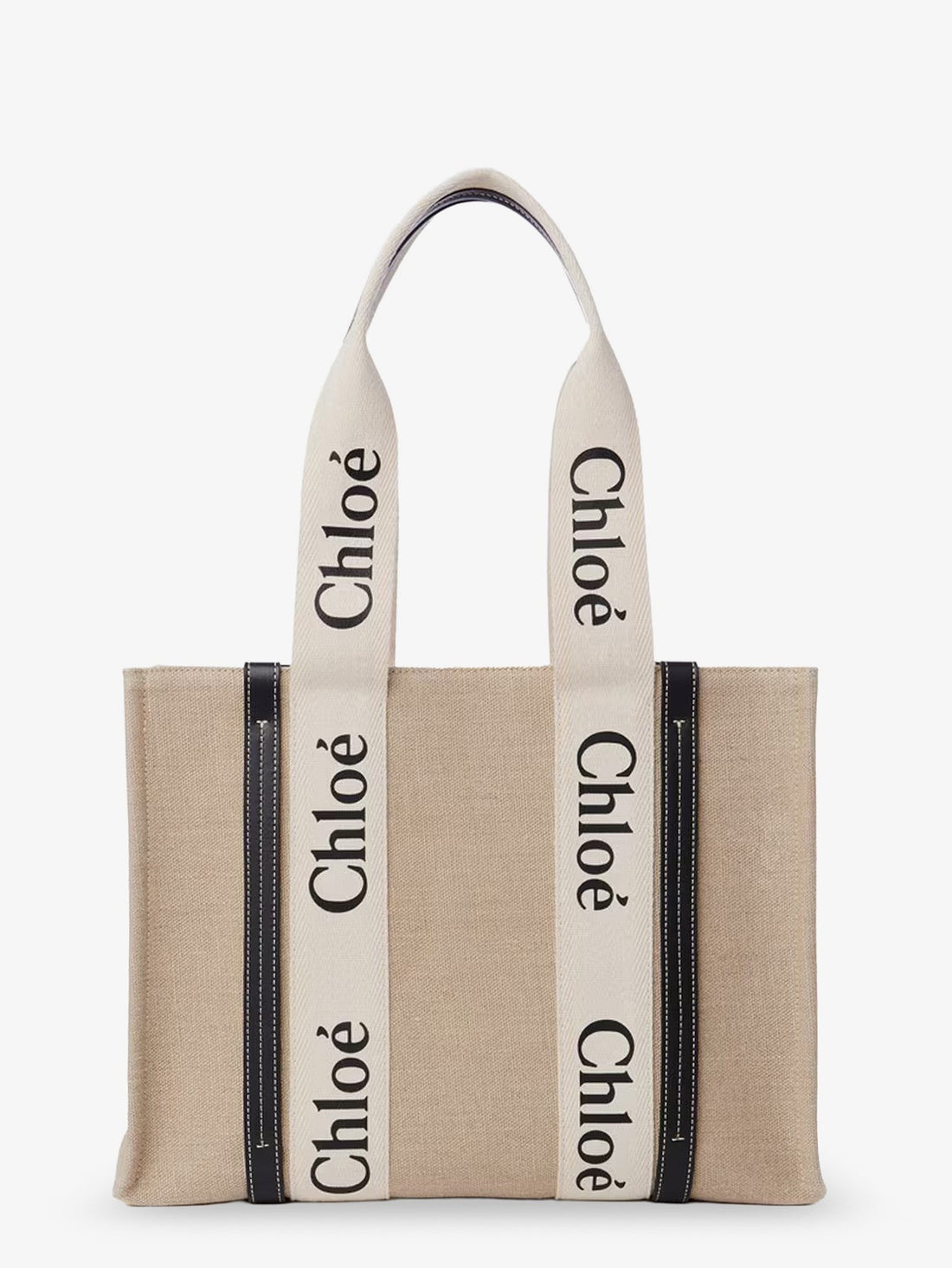CHLOE' - Woody linen shoulder bag with front lettering logo woody-linen-shoulder-bag-with-front-lettering-logo
