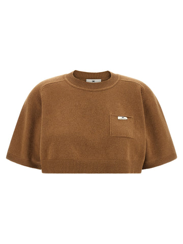 Elisabetta Franchi - Wool and cashmere top Brown