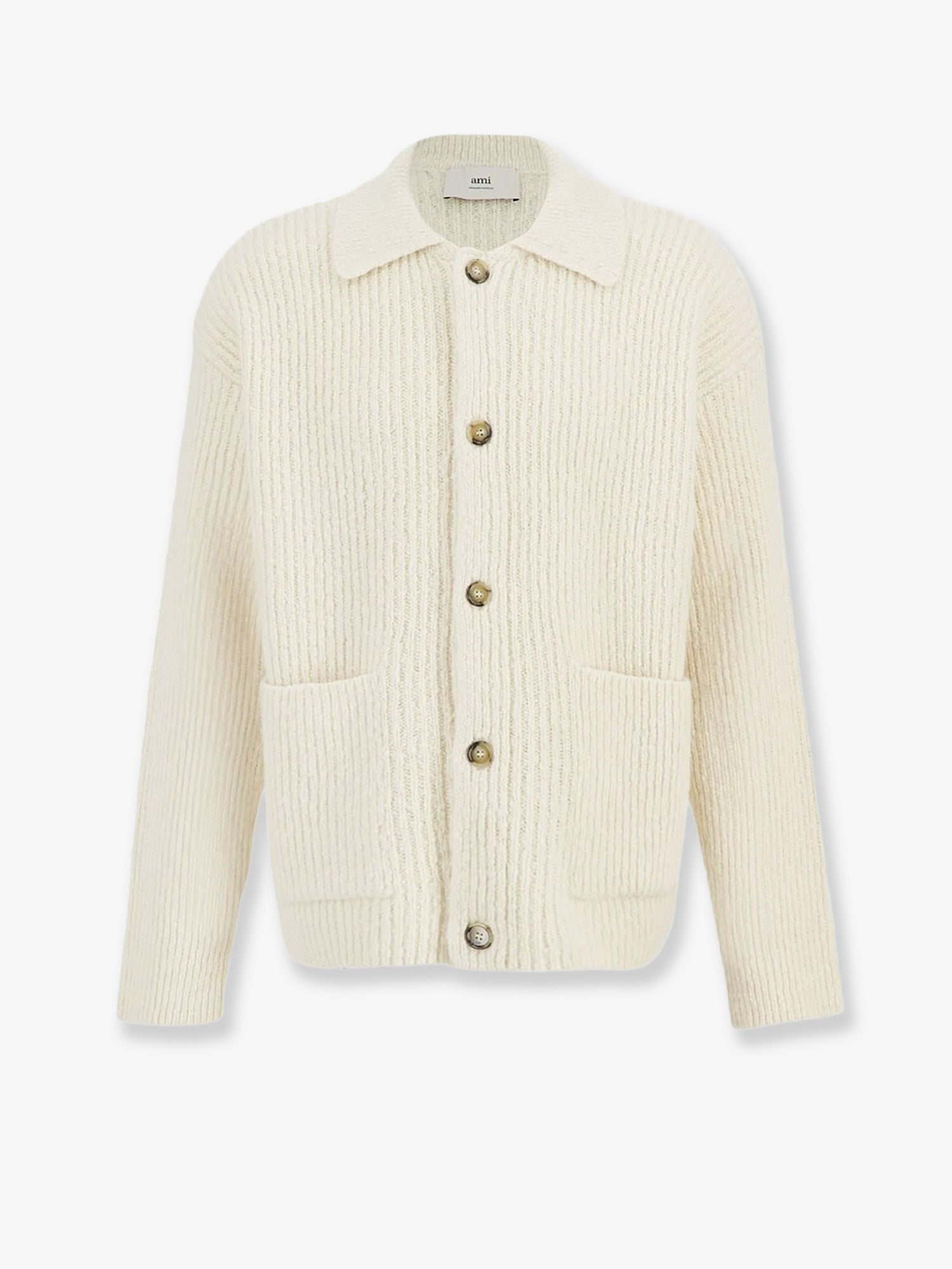 Wool and cotton ribbed cardigan
