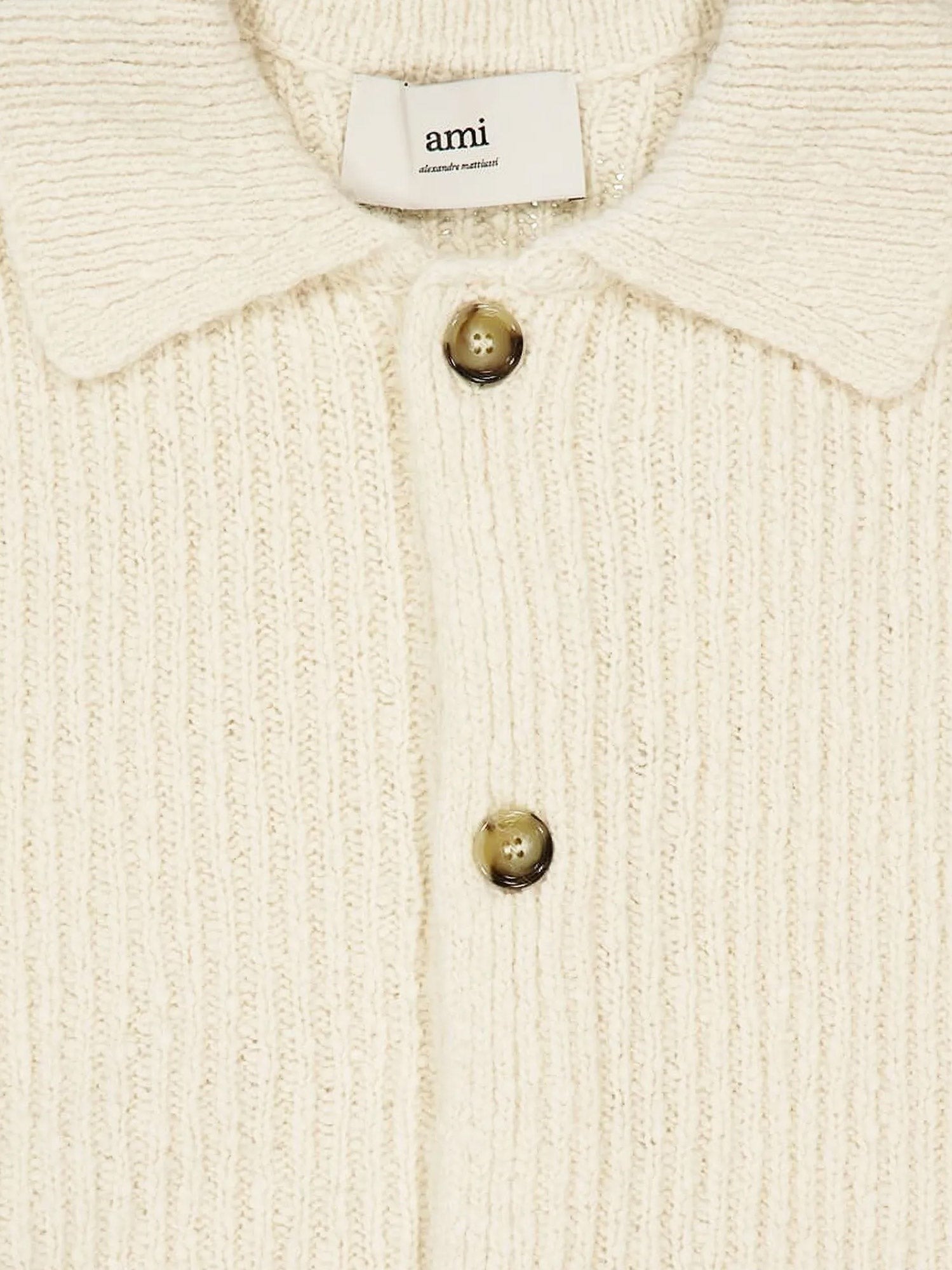 Wool and cotton ribbed cardigan