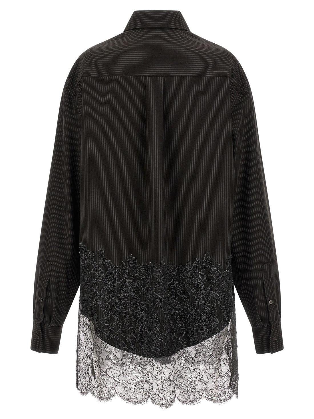 Fendi - Wool and lace shirt Brown