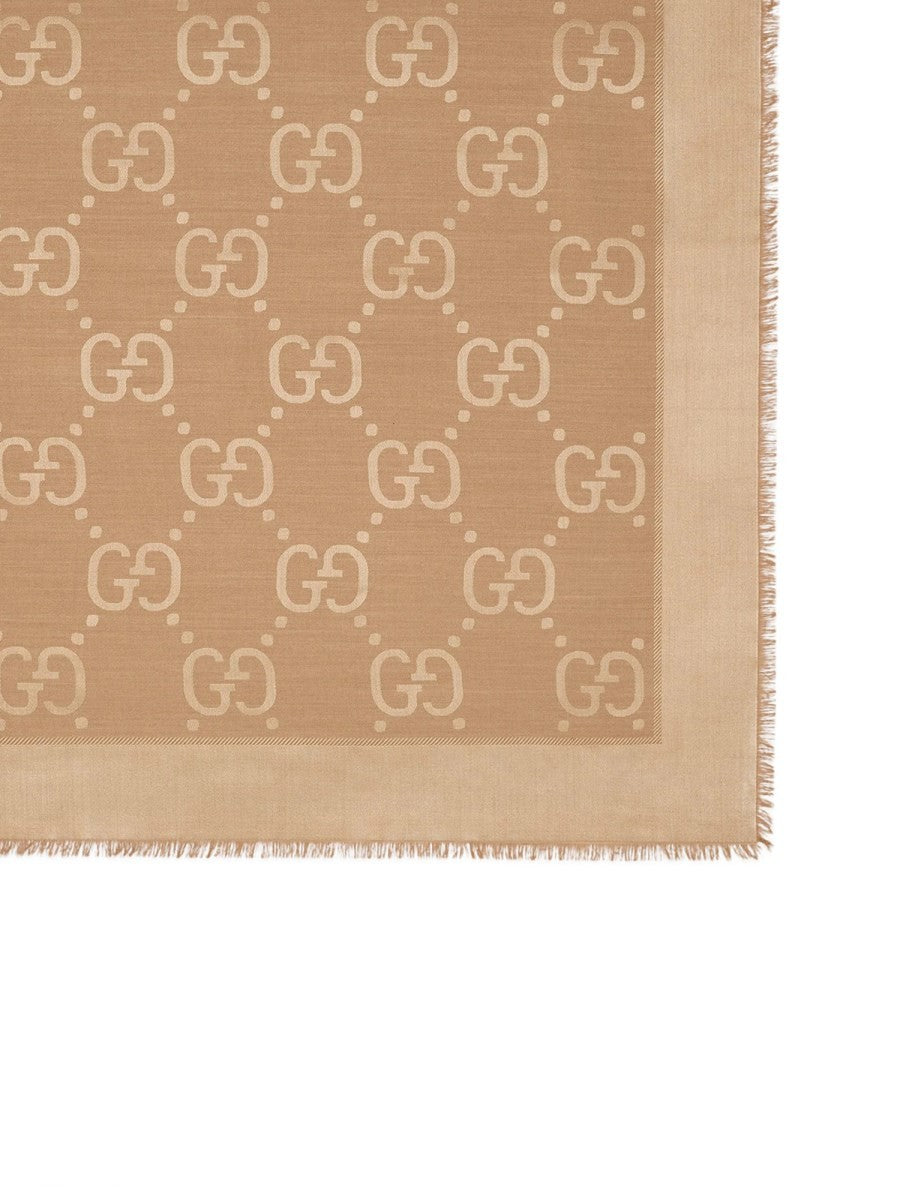 WOOL AND SILK JACQUARD SHAWL WITH GG PATTERN