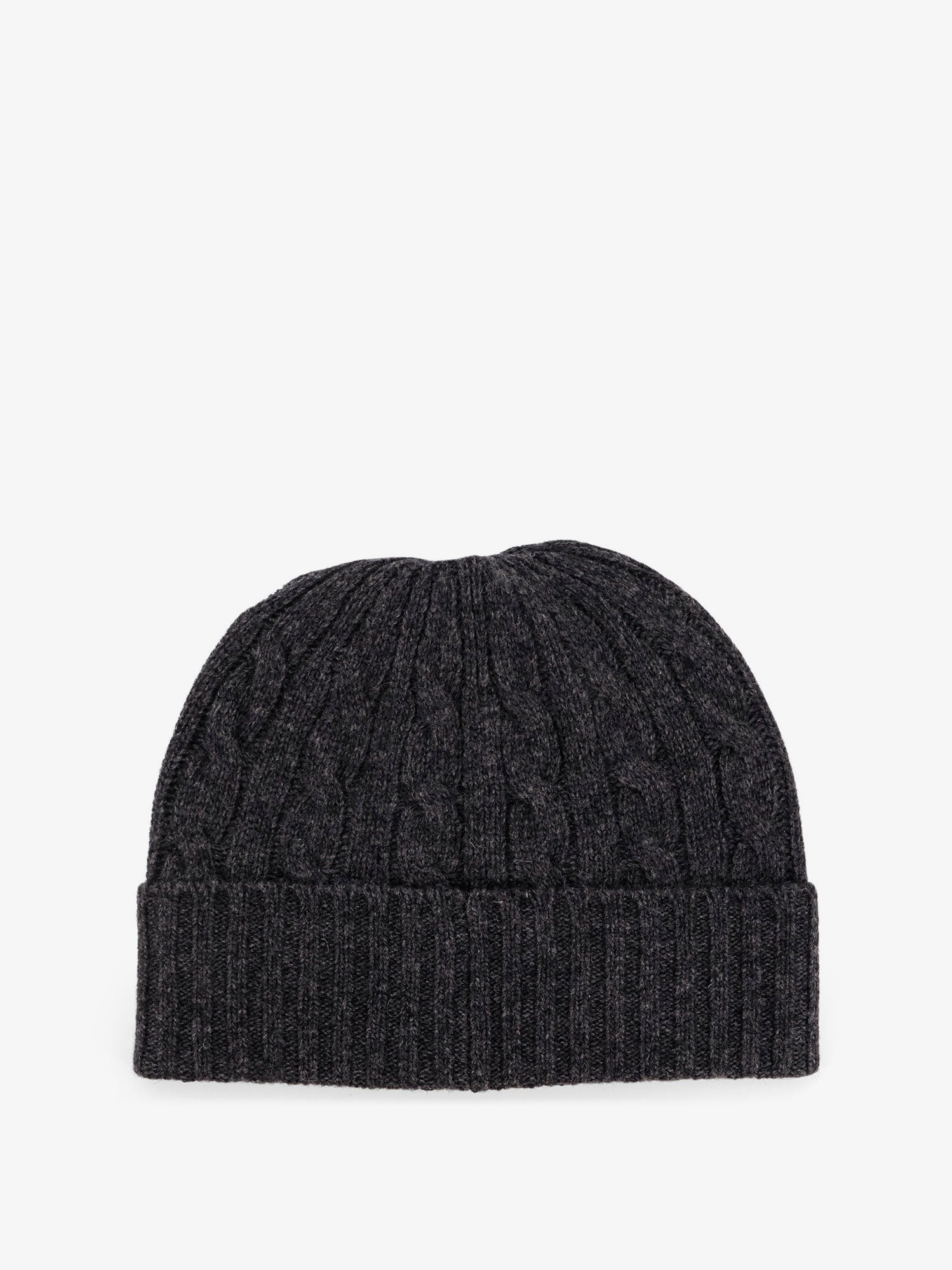 Wool blend cable knit beanie hat