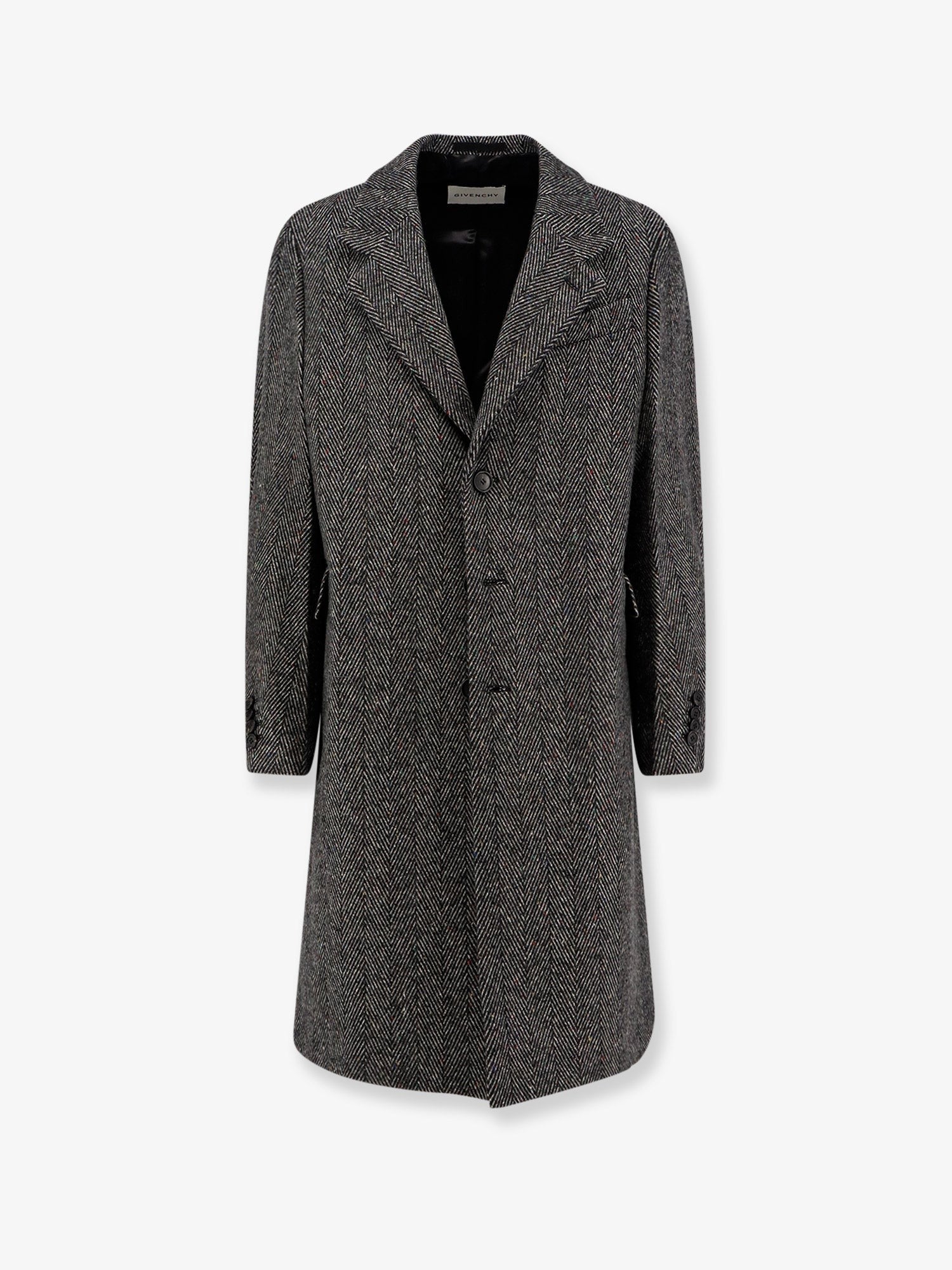 Wool blend coat with herringbone motif