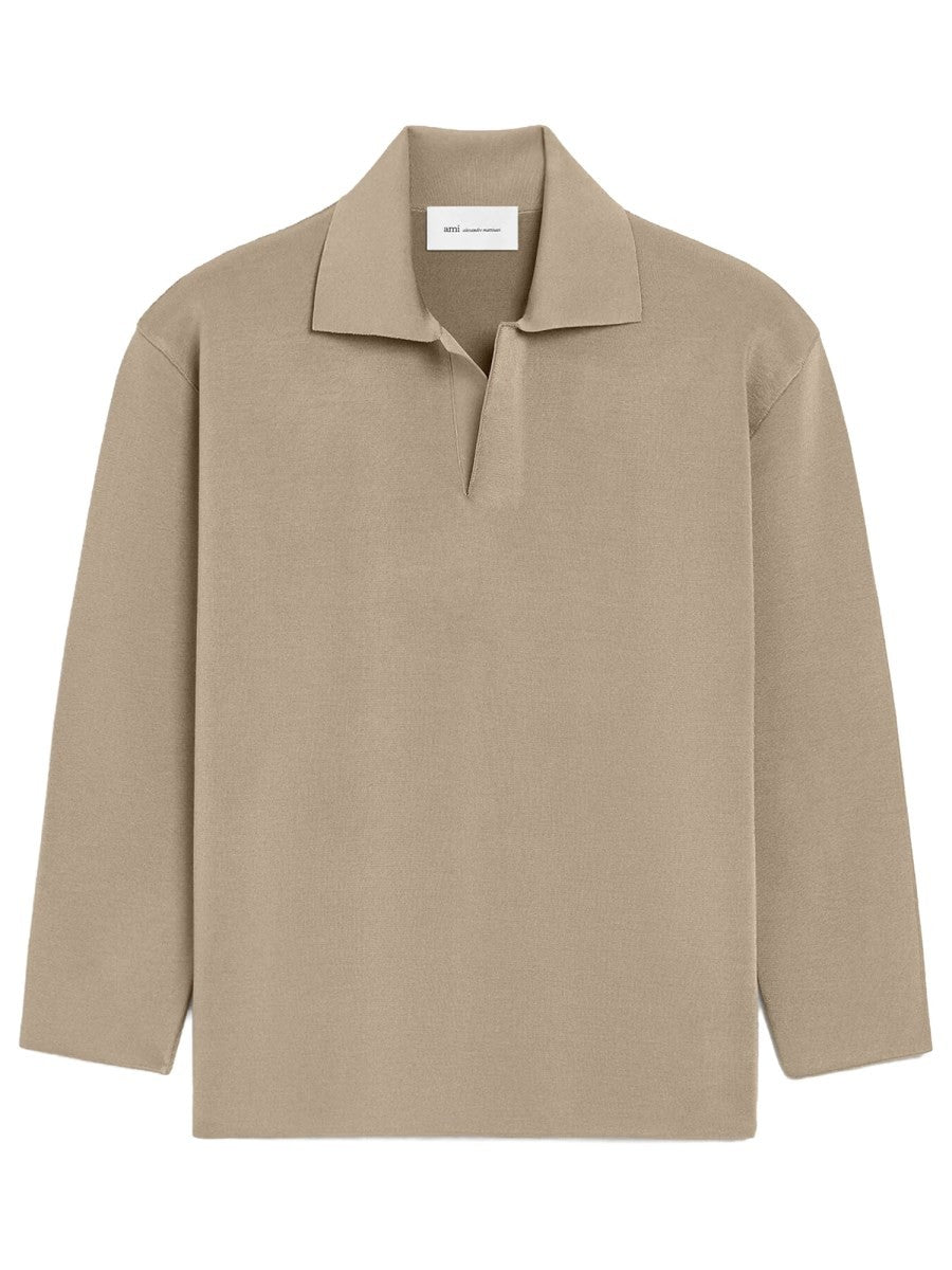 AMI PARIS - WOOL BLEND POLO SHIRT