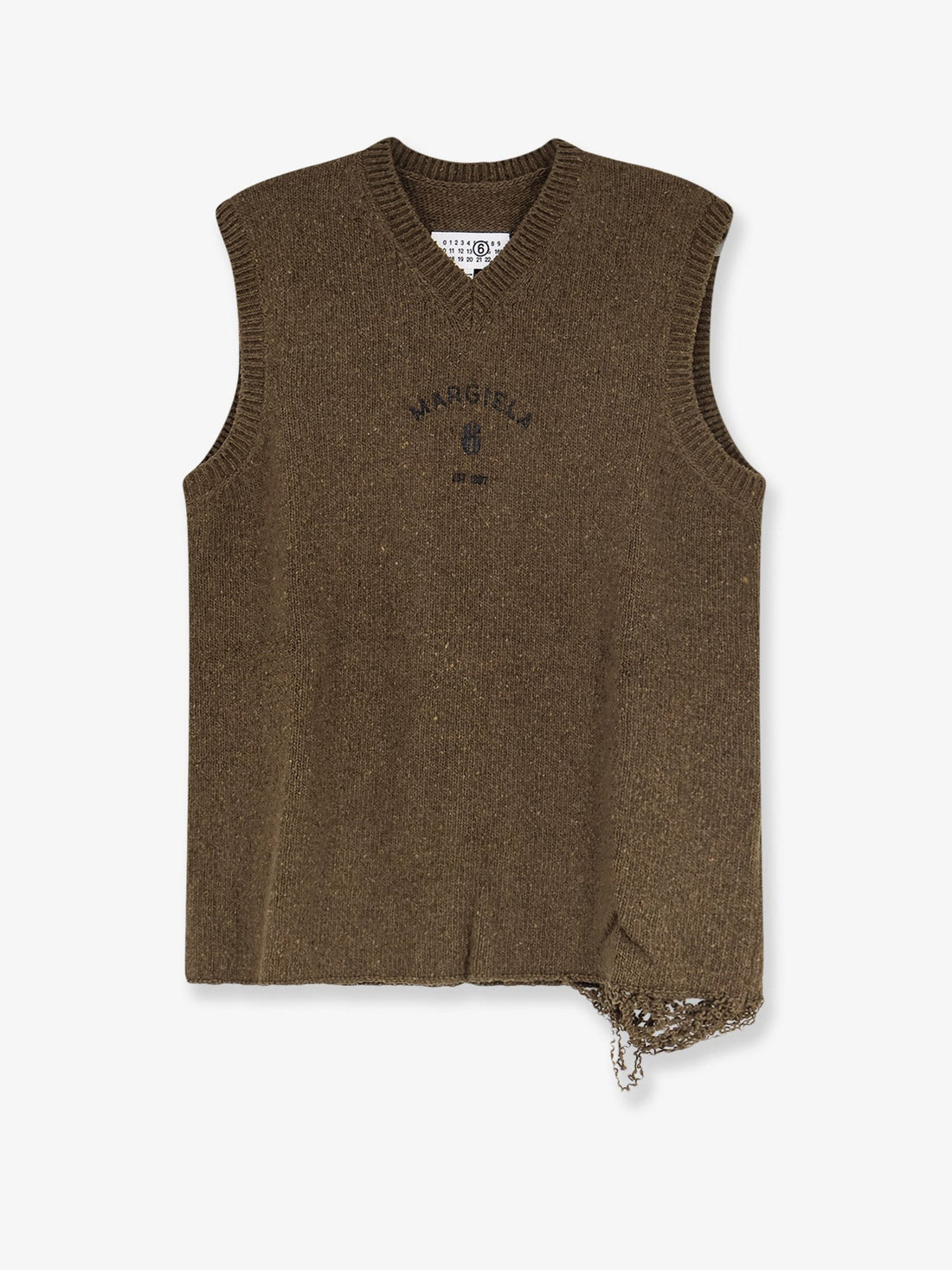 MM6 MAISON MARGIELA - Wool blend vest with used effect Khakiblack