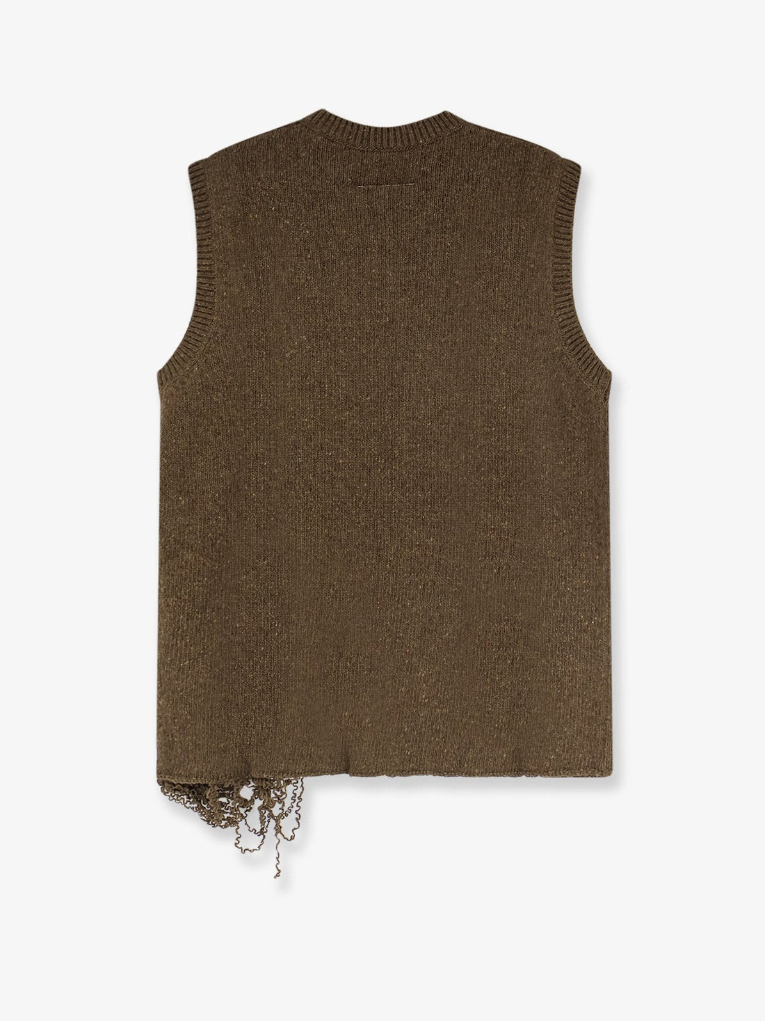 MM6 MAISON MARGIELA - Wool blend vest with used effect Khakiblack
