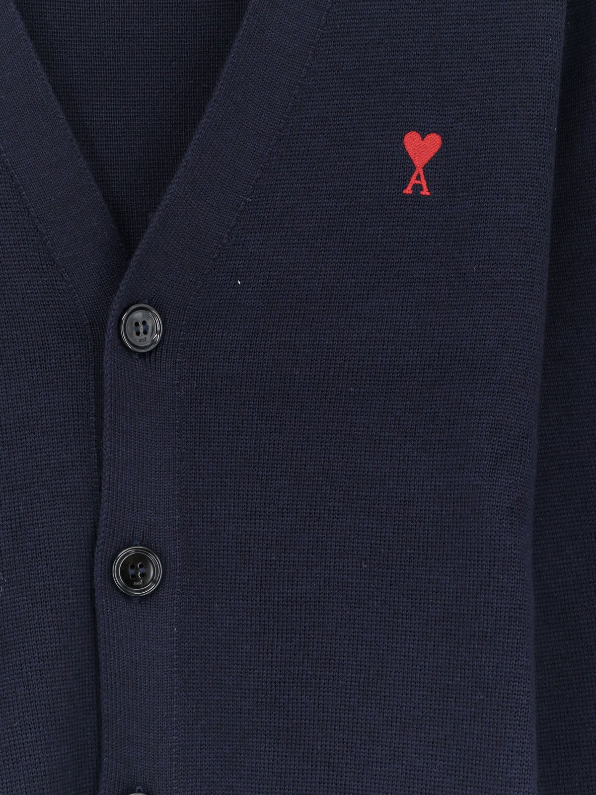 AMI PARIS - Wool cardigan with iconic embroidery
