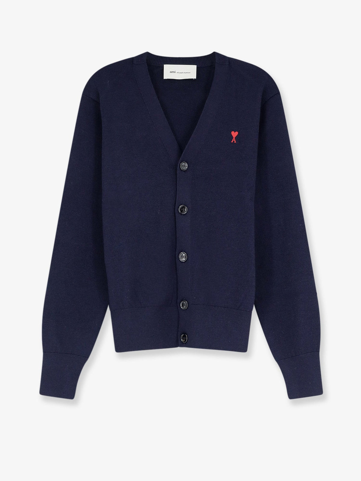AMI PARIS - Wool cardigan with iconic embroidery