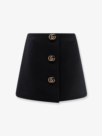 Gucci Wool crepe skirt with Double G button