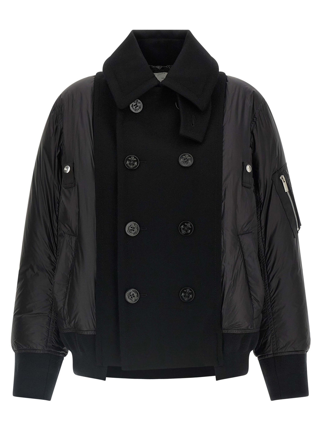 SACAI - Wool insert bomber jacket Black