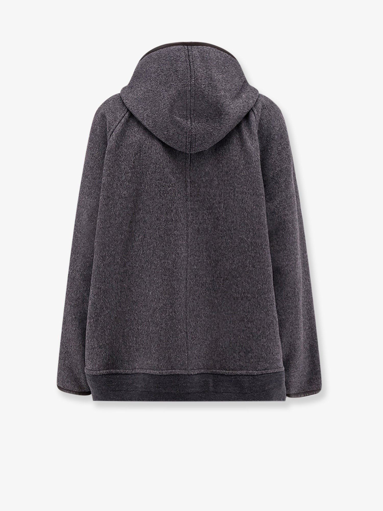 Wool jacket with leather profiles