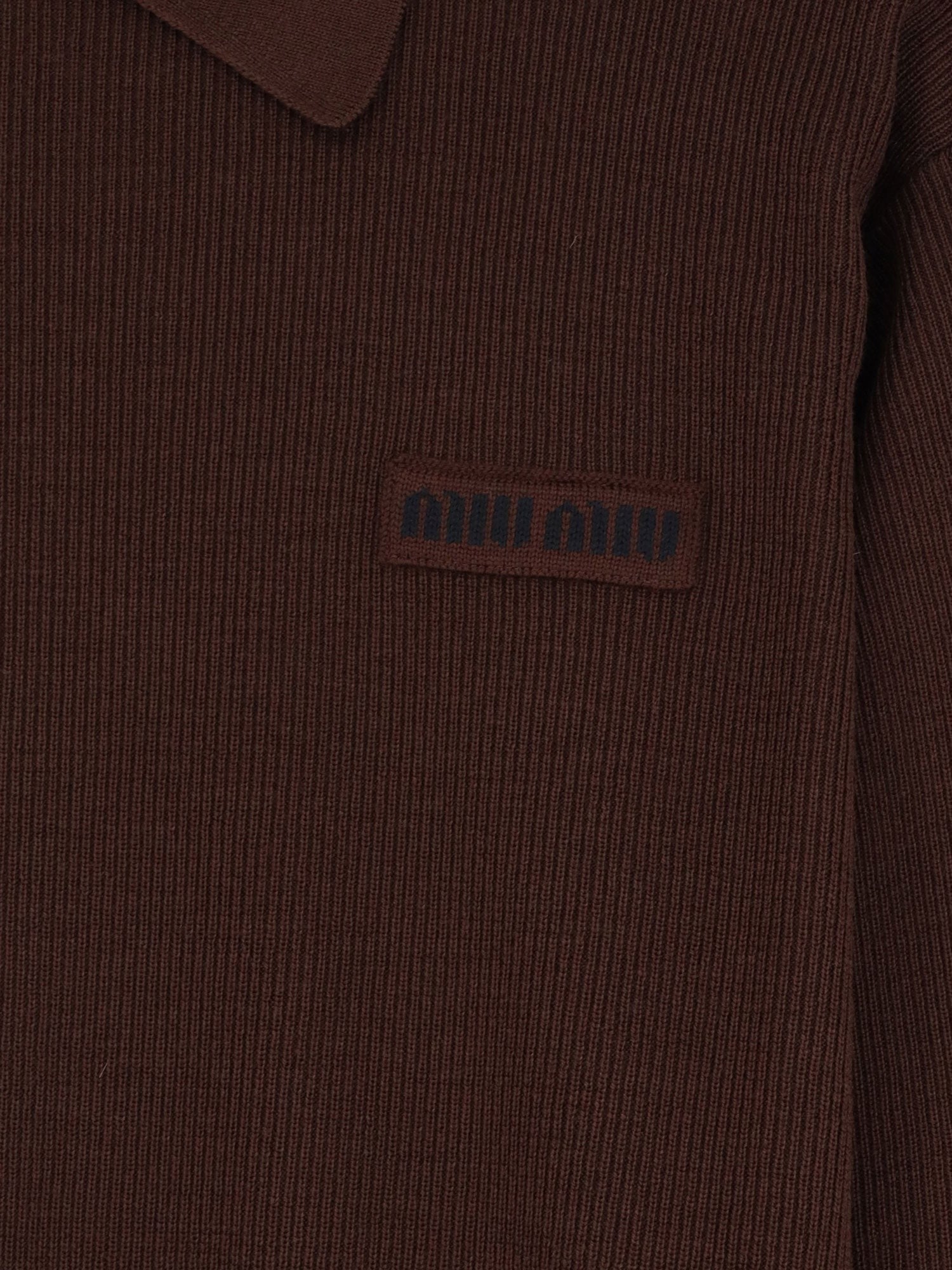 Miu Miu - Wool polo shirt with embroidered logo on the front