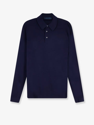 KITON CIRO PAONE - Wool polo shirt BLUNAVY