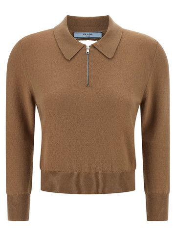PRADA - Wool polo shirt beige