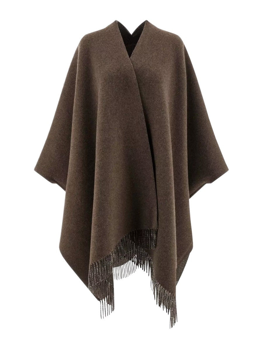 WOOL PONCHO WITH BANGS