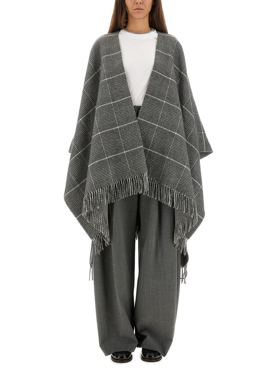 WOOL PONCHO WITH BANGS