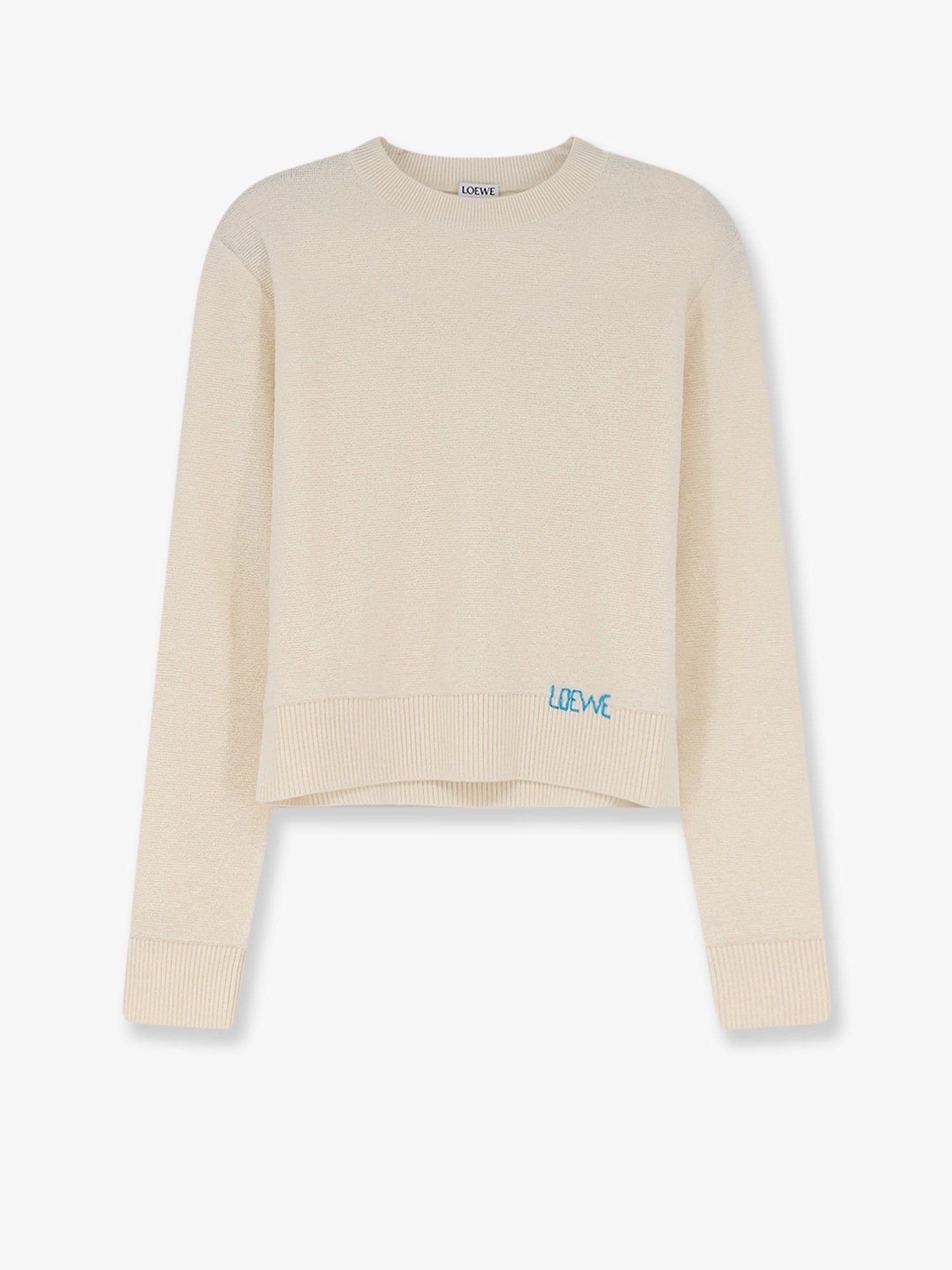 LOEWE - Wool sweater with contrasting embroidered logo on the bottom