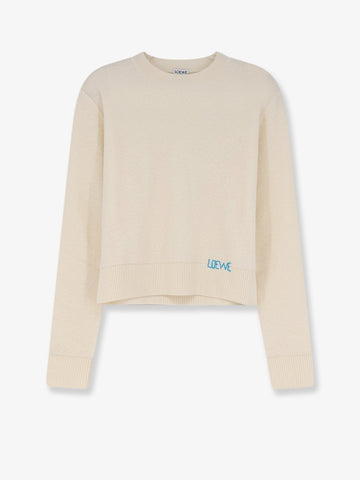 LOEWE - Wool sweater with contrasting embroidered logo on the bottom