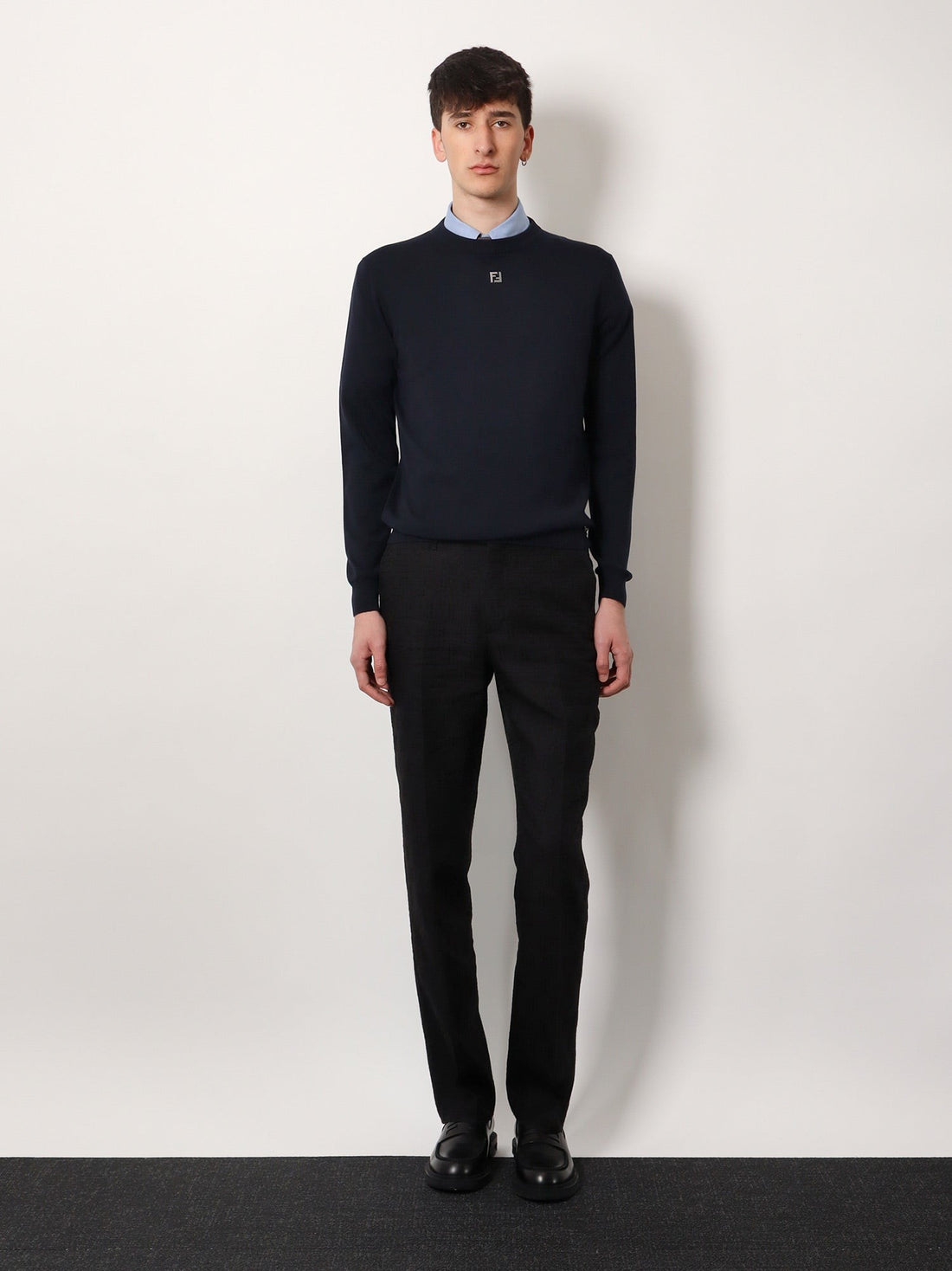 Wool sweater with ff metal logo