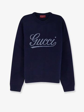 Wool sweater with frontal embroidered logo