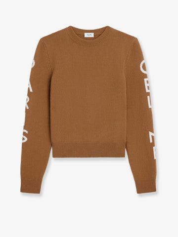 Wool sweater with logo inlay