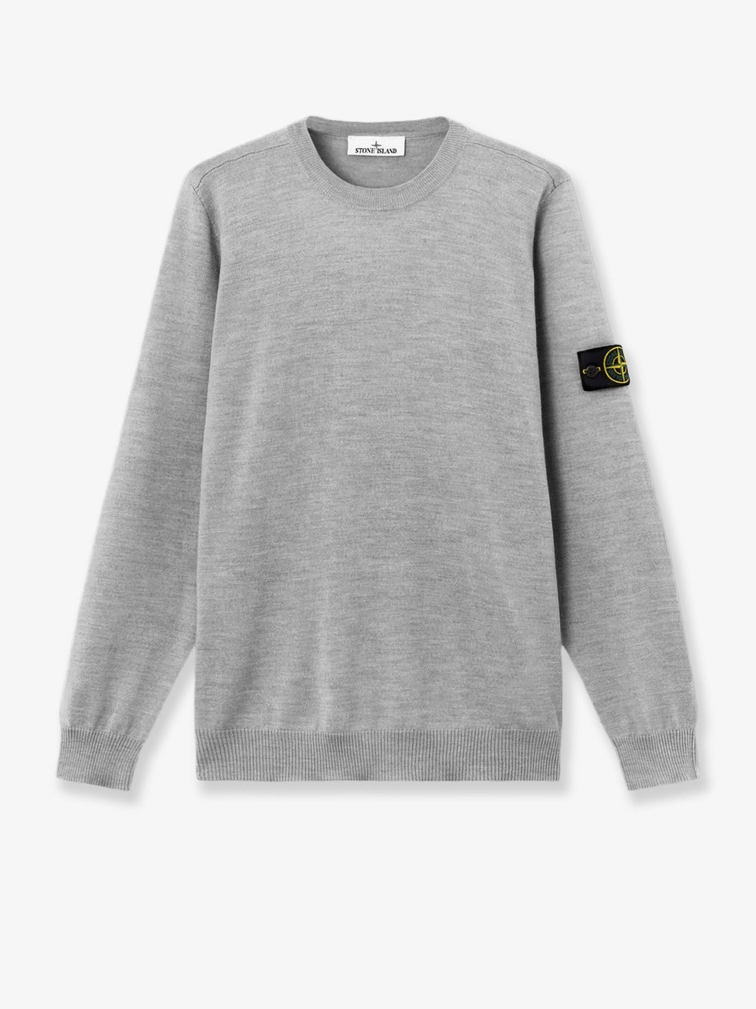 Stone Island - Wool sweater with side logo patch ASH GREY MELANGE