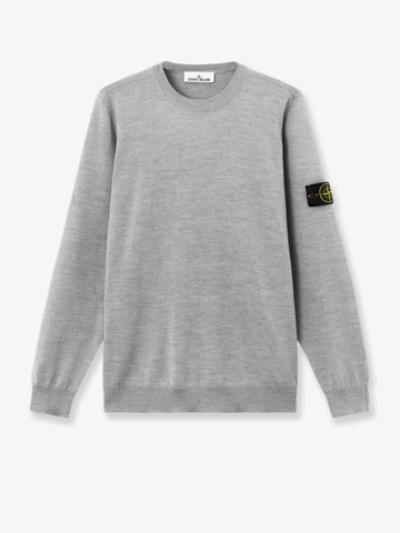 Stone Island - Wool sweater with side logo patch ASH GREY MELANGE