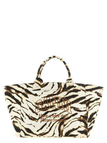 GANNI - 'XXL Zebra' shopping bag